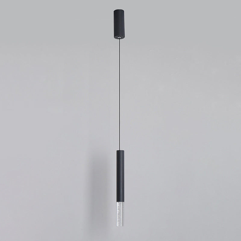 Cylinder Bedroom Pendant Lighting Fixture Acrylic LED Nordic Hanging Ceiling Light in Black