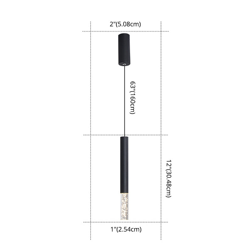 Cylinder Bedroom Pendant Lighting Fixture Acrylic LED Nordic Hanging Ceiling Light in Black