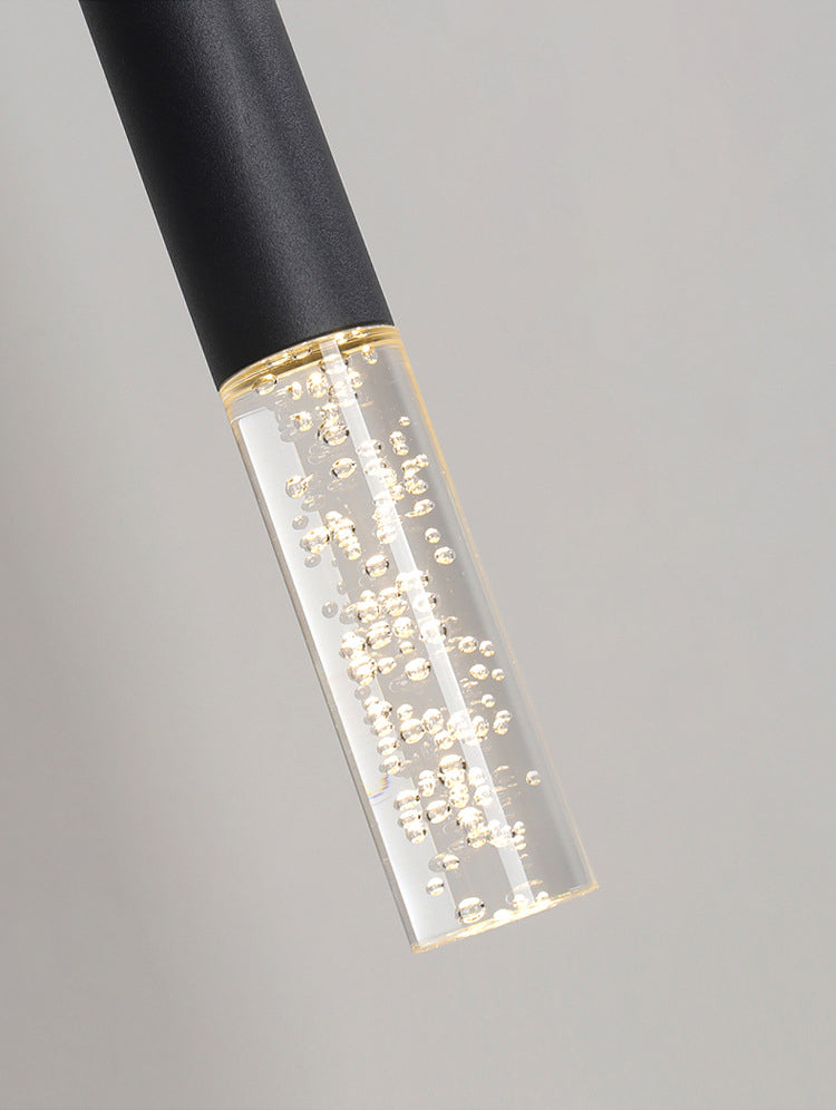 Cylinder Bedroom Pendant Lighting Fixture Acrylic LED Nordic Hanging Ceiling Light in Black