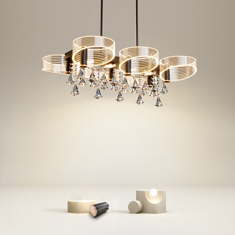 Luces de lámpara de araña de isla de estilo moderno luces colgantes de aluminio LED para comedor