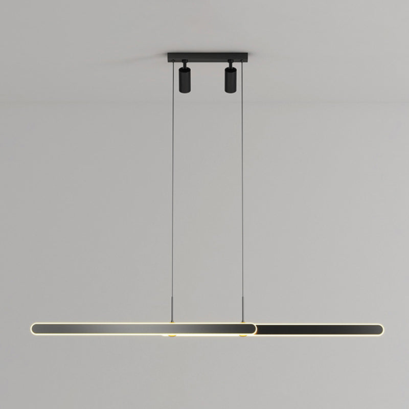 Accesorio de iluminación de lámpara de metal lineal estilo led isla negra led lámpara de techo de techo