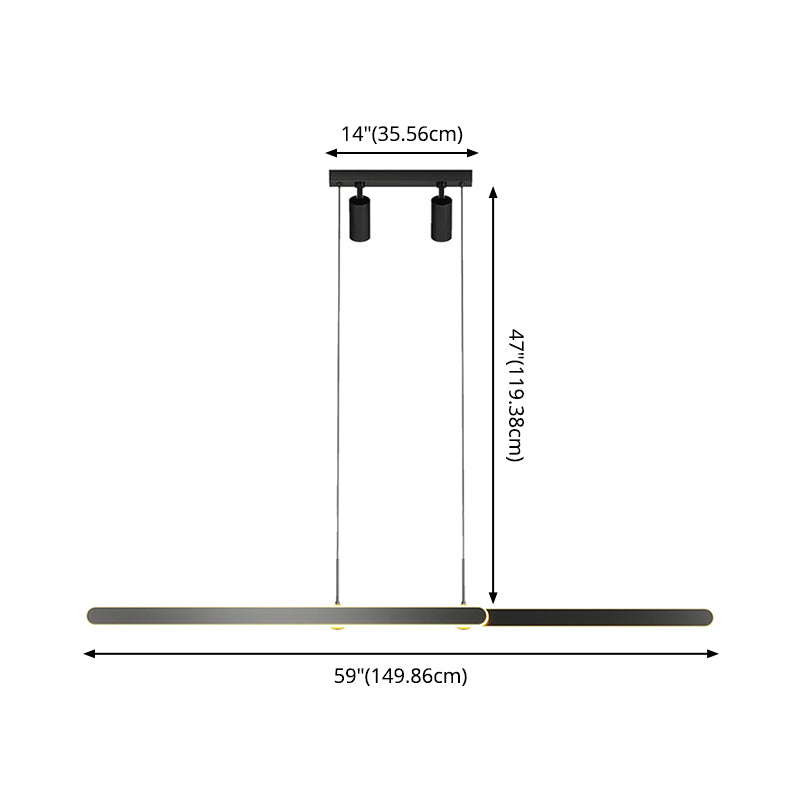 Accesorio de iluminación de lámpara de metal lineal estilo led isla negra led lámpara de techo de techo