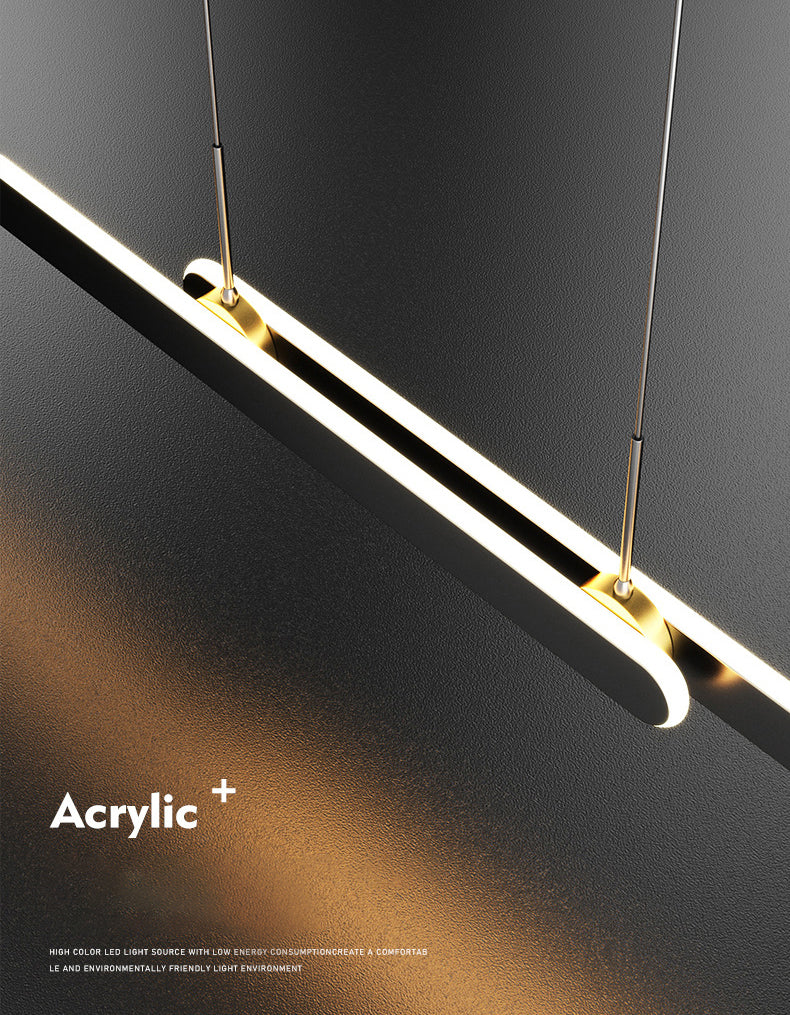 Accesorio de iluminación de lámpara de metal lineal estilo led isla negra led lámpara de techo de techo