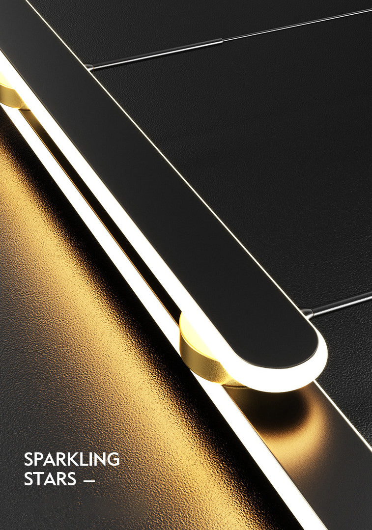 Accesorio de iluminación de lámpara de metal lineal estilo led isla negra led lámpara de techo de techo