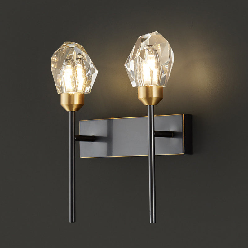 Schwarzsteinförmige Leuchtenleuchte Einfachheitstil Kristallwandhalterung Leuchte Leuchte