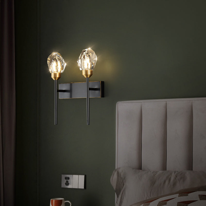 Schwarzsteinförmige Leuchtenleuchte Einfachheitstil Kristallwandhalterung Leuchte Leuchte