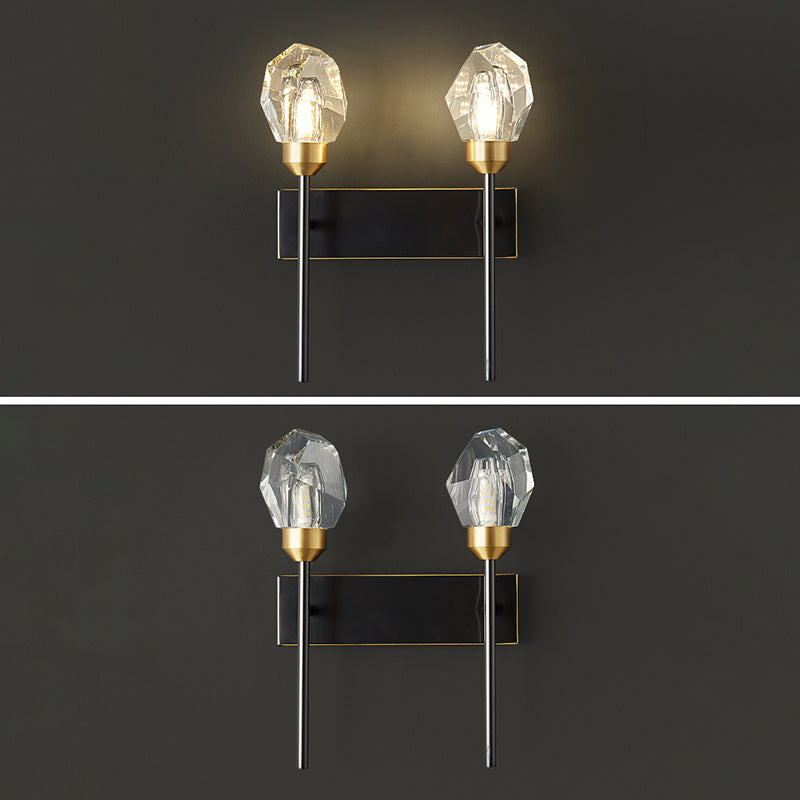 Schwarzsteinförmige Leuchtenleuchte Einfachheitstil Kristallwandhalterung Leuchte Leuchte