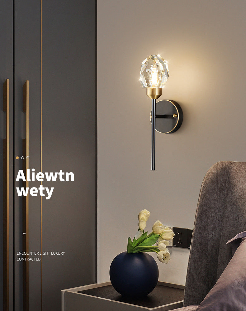 Schwarzsteinförmige Leuchtenleuchte Einfachheitstil Kristallwandhalterung Leuchte Leuchte