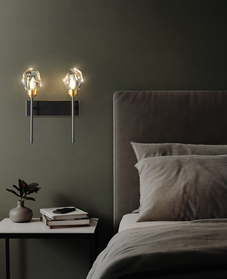 Schwarzsteinförmige Leuchtenleuchte Einfachheitstil Kristallwandhalterung Leuchte Leuchte