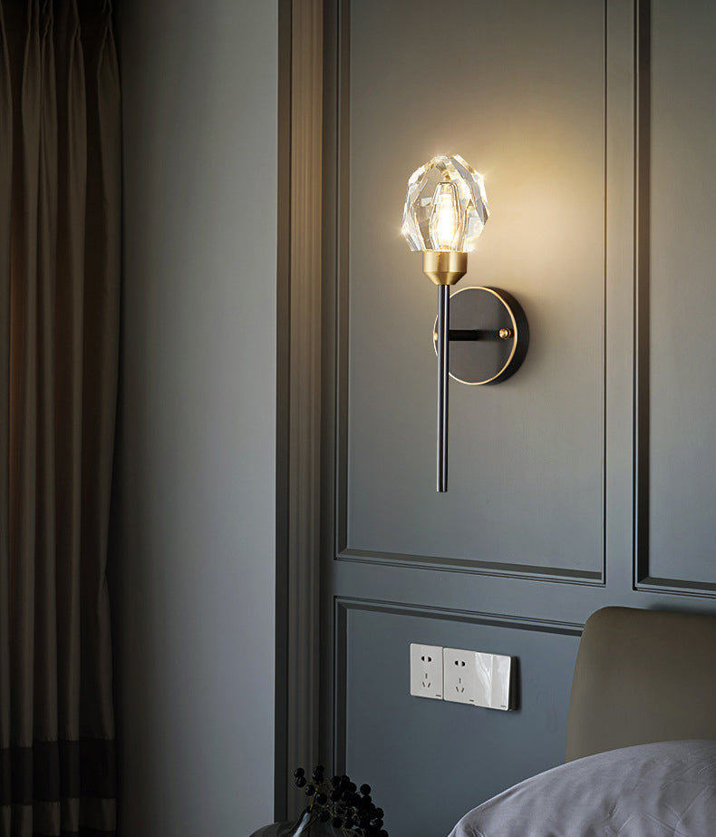 Schwarzsteinförmige Leuchtenleuchte Einfachheitstil Kristallwandhalterung Leuchte Leuchte