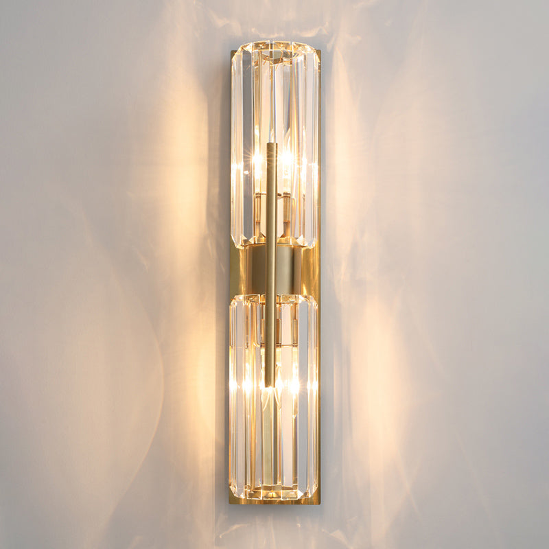 Crystal Half Cylinder Sconce Light Fixture Modern Gold Wall Mounted Light Fixture