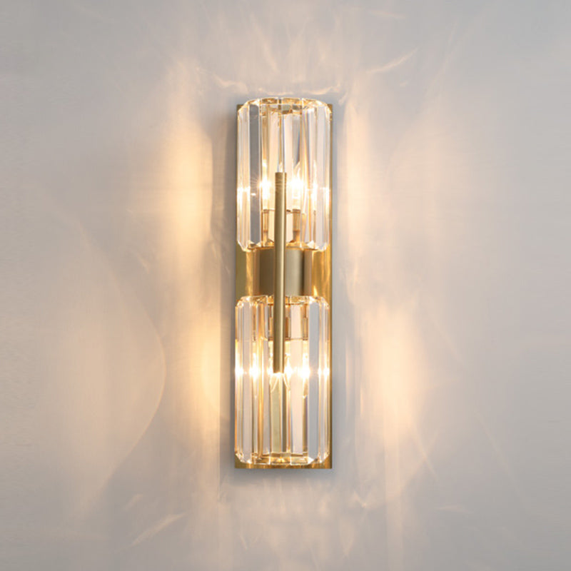 Crystal Half Cylinder Sconce Light Fixture Modern Gold Wall Mounted Light Fixture