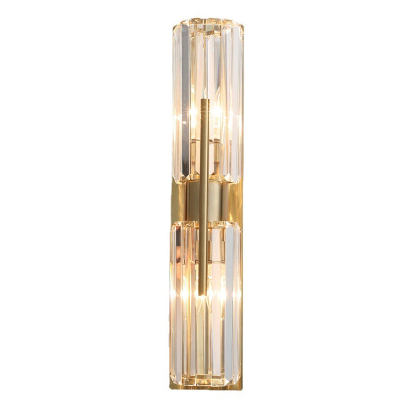 Crystal Half Cylinder Sconce Light Fixture Modern Gold Wall Mounted Light Fixture