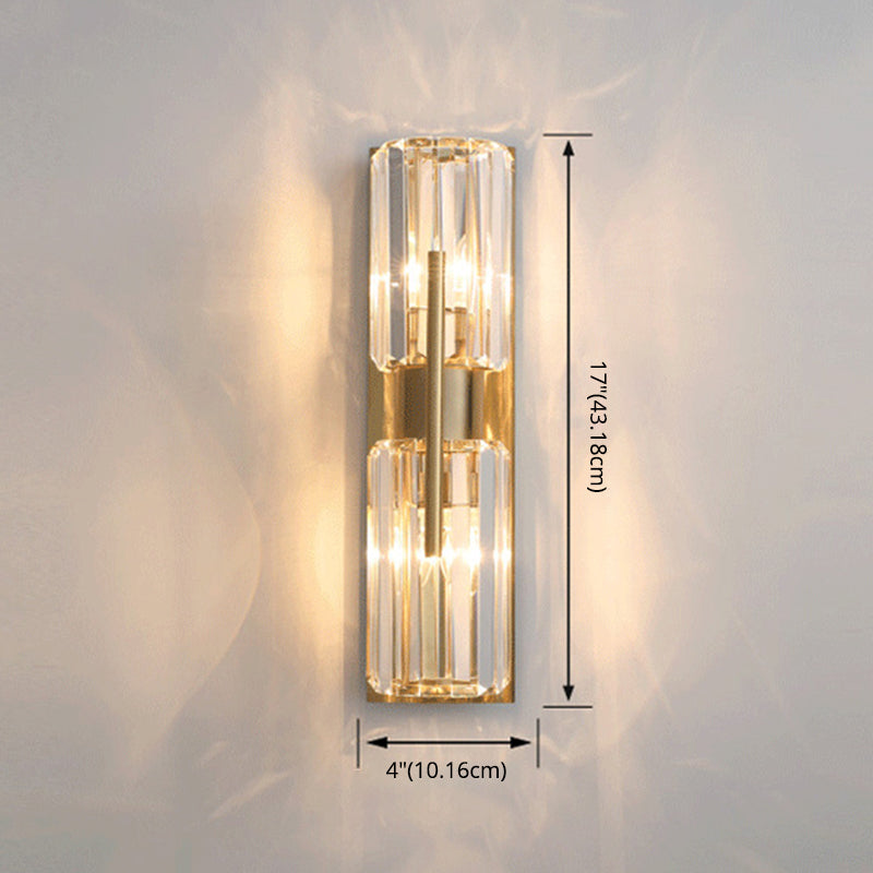 Crystal Half Cylinder Sconce Light Fixture Modern Gold Wall Mounted Light Fixture