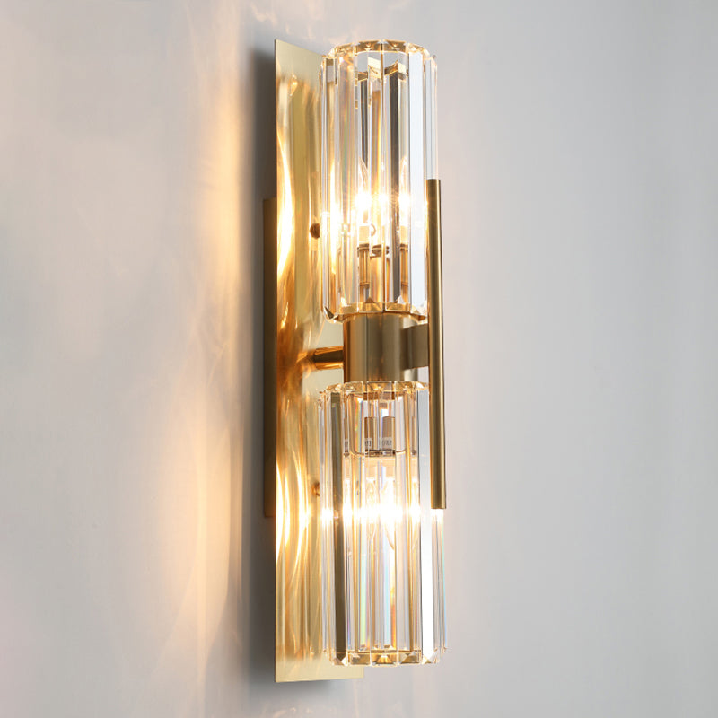 Crystal Half Cylinder Sconce Light Fixture Modern Gold Wall Mounted Light Fixture