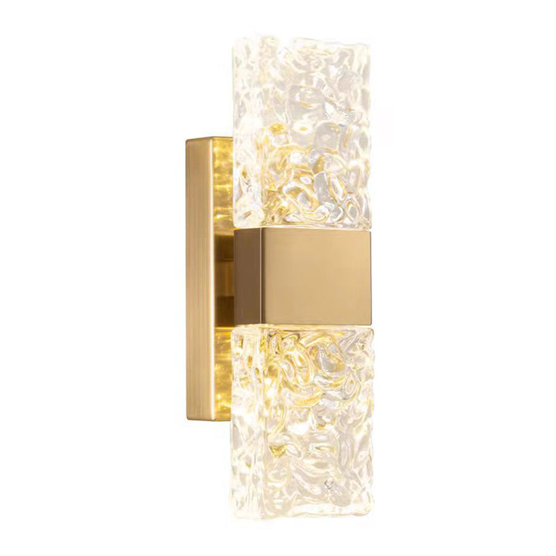 Minimalist Rectangle Sconce Light Fixture Crystal LED Bedroom Wall Light Sconce in Gold