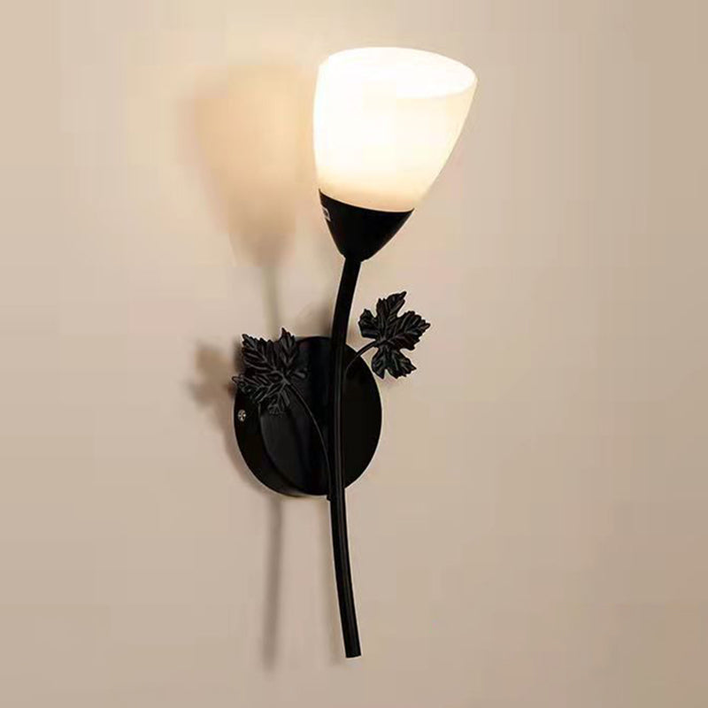 Conical Glass Wall Light Sconce Minimalist Style Sconce Light Fixture for Bedroom