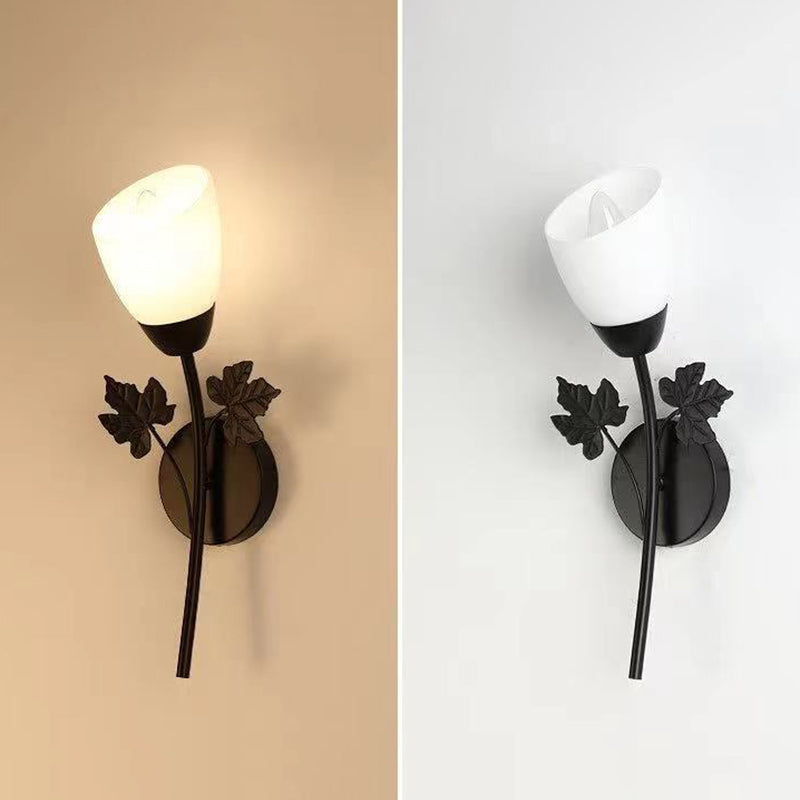 Conical Glass Wall Light Sconce Minimalist Style Sconce Light Fixture for Bedroom