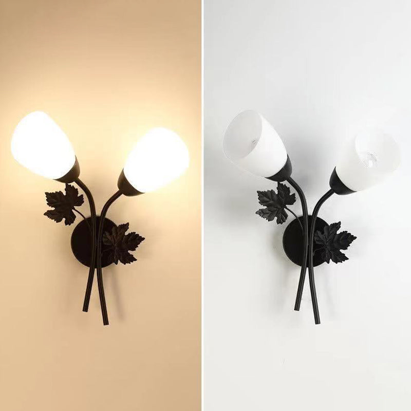 Conical Glass Wall Light Sconce Minimalist Style Sconce Light Fixture for Bedroom