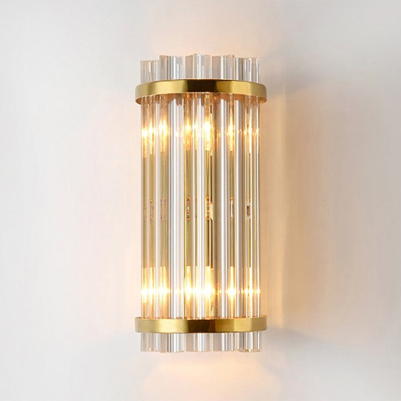Contemporary Sconce Light Fixture Gold Shaded Wall Light Fixture with Crystal Shade