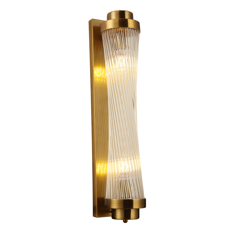 Contemporary Sconce Light Fixture Gold Shaded Wall Light Fixture with Crystal Shade
