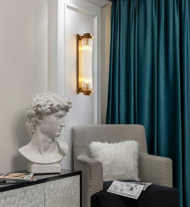 Contemporary Sconce Light Fixture Gold Shaded Wall Light Fixture with Crystal Shade