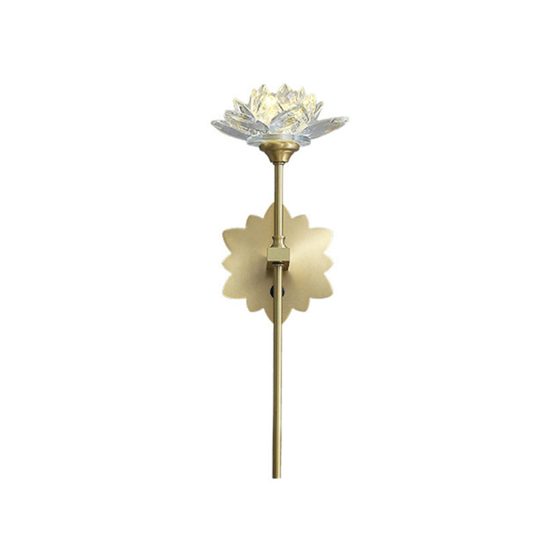 Crystal Floral Wall Sconce Lighting Simplicity Style Sconce Light Fixture in Gold