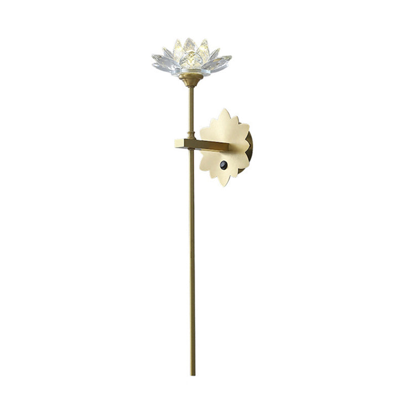 Crystal Floral Wall Sconce Lighting Simplicity Style Sconce Light Fixture in Gold