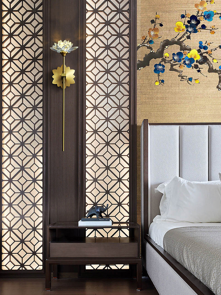 Crystal Floral Wall Sconce Lighting Simplicity Style Sconce Light Fixture in Gold