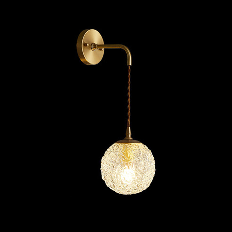 Bedroom Sconce Light Fixture Modern Style Gold Wall Mounted Lighting with Ball Crystal Shade