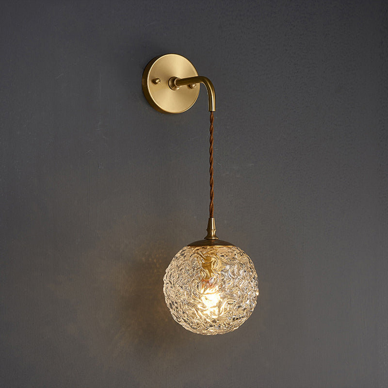 Bedroom Sconce Light Fixture Modern Style Gold Wall Mounted Lighting with Ball Crystal Shade