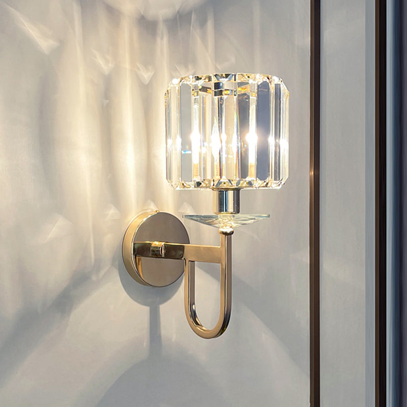 Iluminación de pared sombreada dorada de estilo contemporáneo de cristal de estilo contemporáneo lámpara