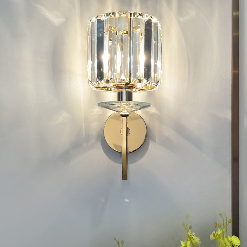 Iluminación de pared sombreada dorada de estilo contemporáneo de cristal de estilo contemporáneo lámpara