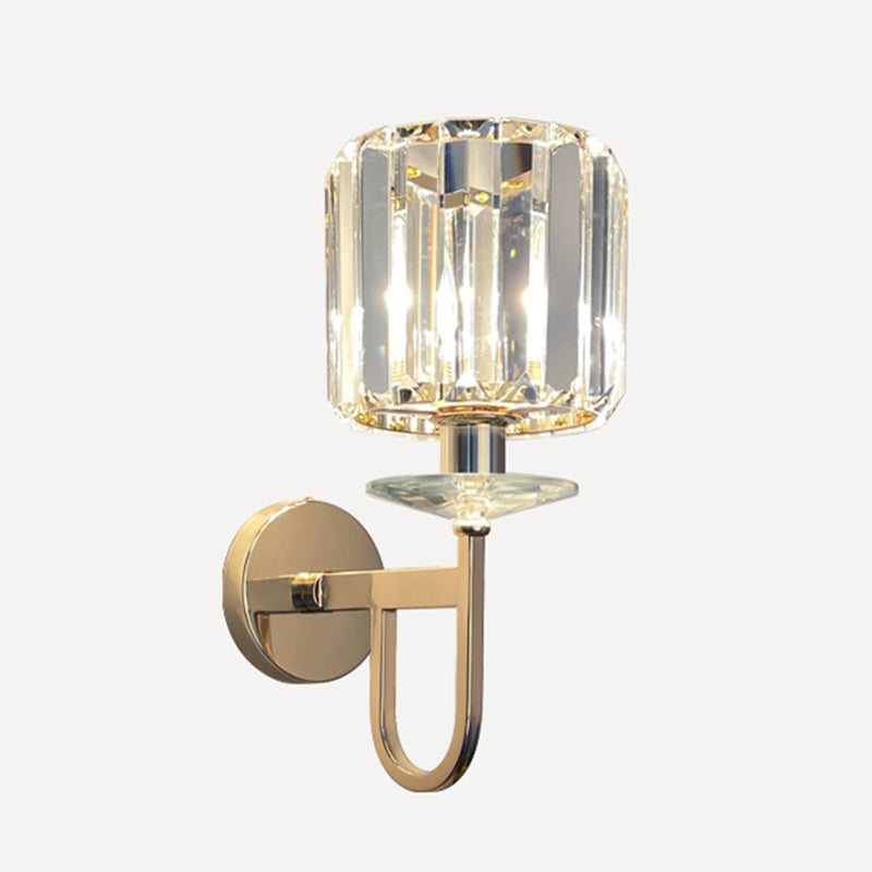 Iluminación de pared sombreada dorada de estilo contemporáneo de cristal de estilo contemporáneo lámpara