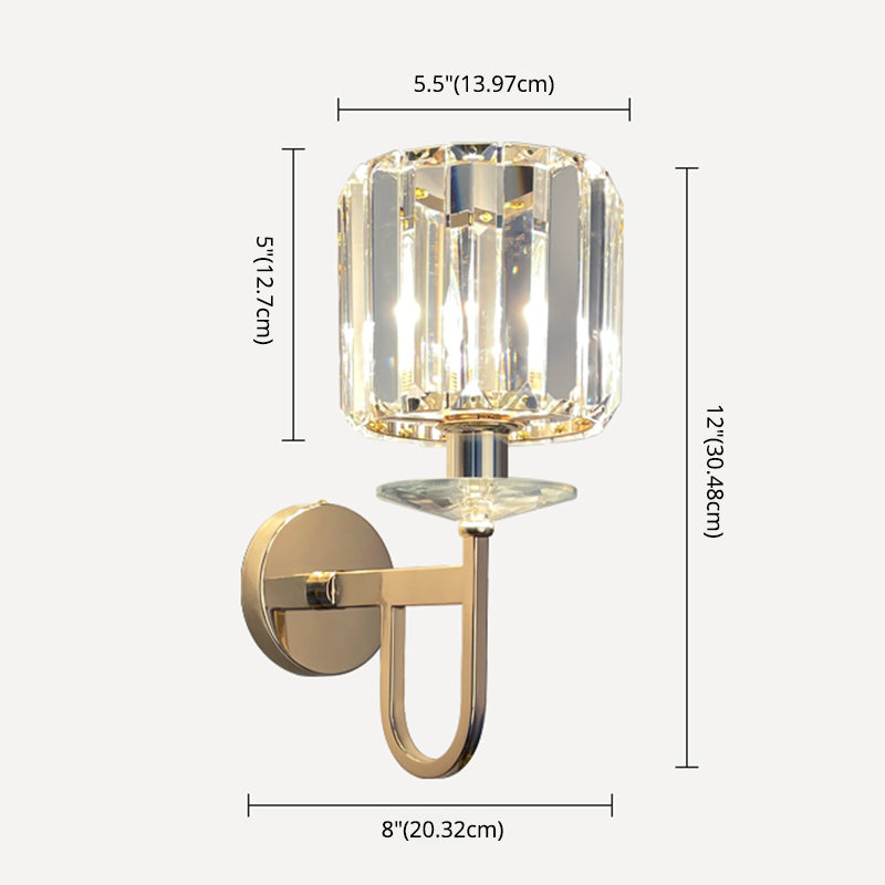 Iluminación de pared sombreada dorada de estilo contemporáneo de cristal de estilo contemporáneo lámpara