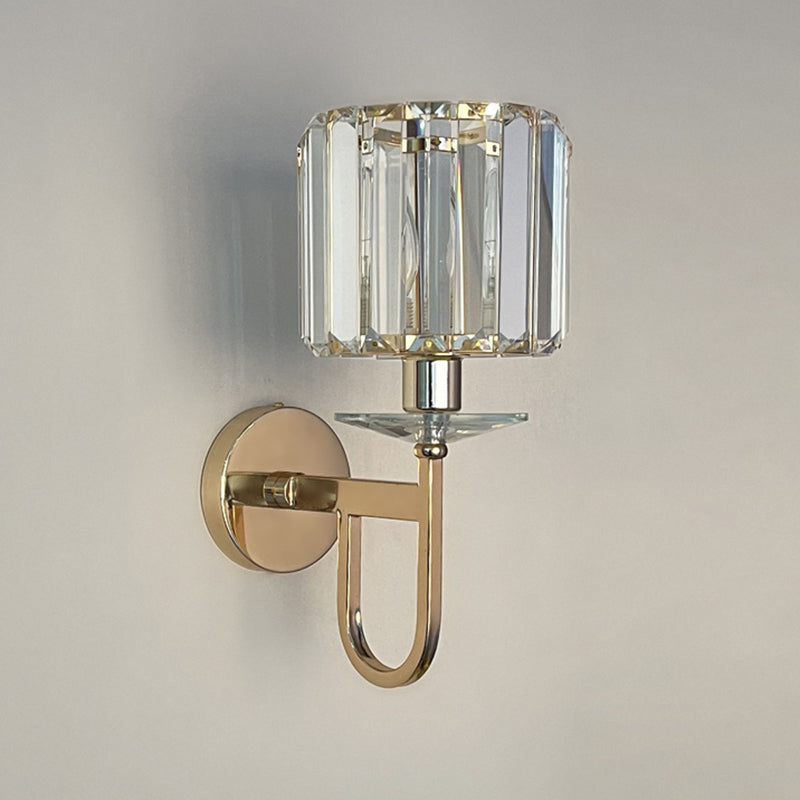 Iluminación de pared sombreada dorada de estilo contemporáneo de cristal de estilo contemporáneo lámpara