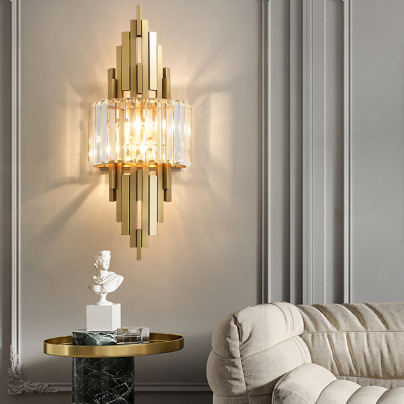 Half Shade Bedroom Wall Sconce Lighting Crystal Nordic Style Wall Lighting Fixture in Gold