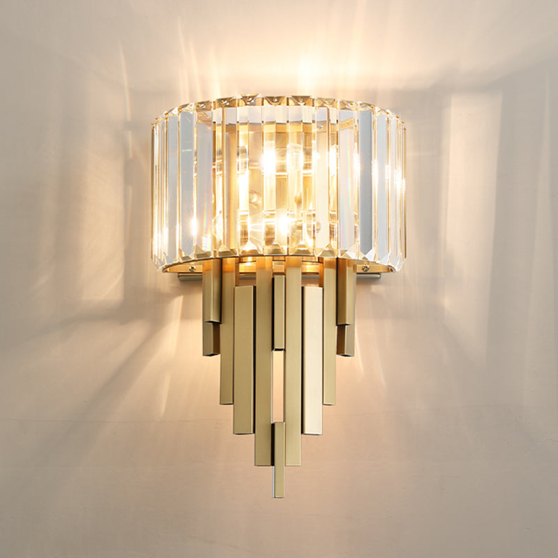 Half Shade Bedroom Wall Sconce Lighting Crystal Nordic Style Wall Lighting Fixture in Gold