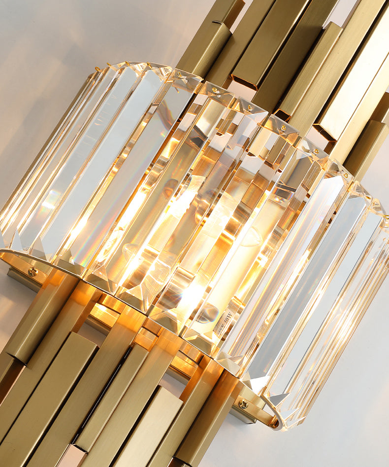 Half Shade Bedroom Wall Sconce Lighting Crystal Nordic Style Wall Lighting Fixture in Gold
