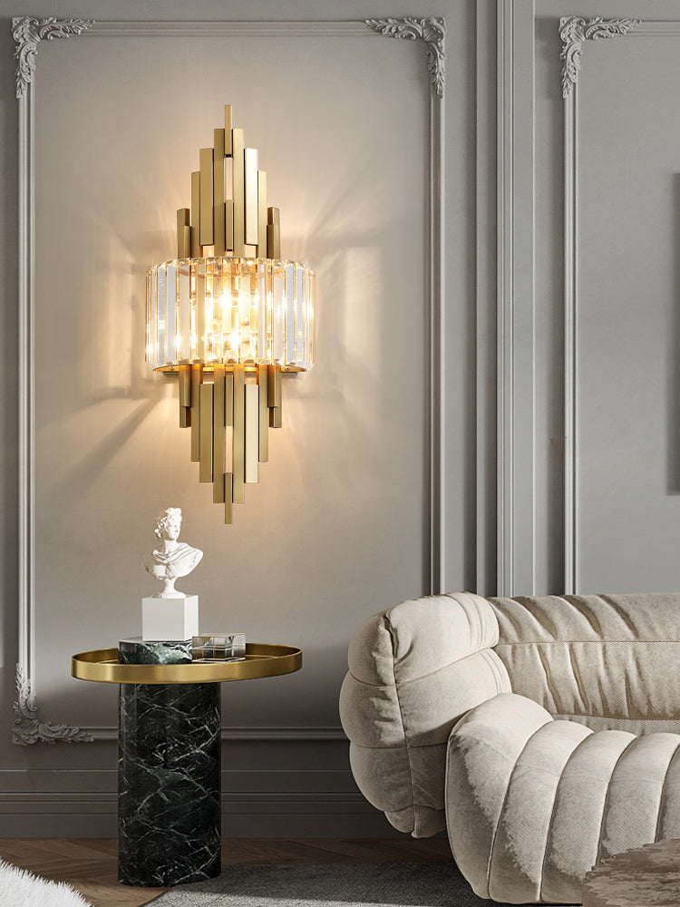 Half Shade Bedroom Wall Sconce Lighting Crystal Nordic Style Wall Lighting Fixture in Gold