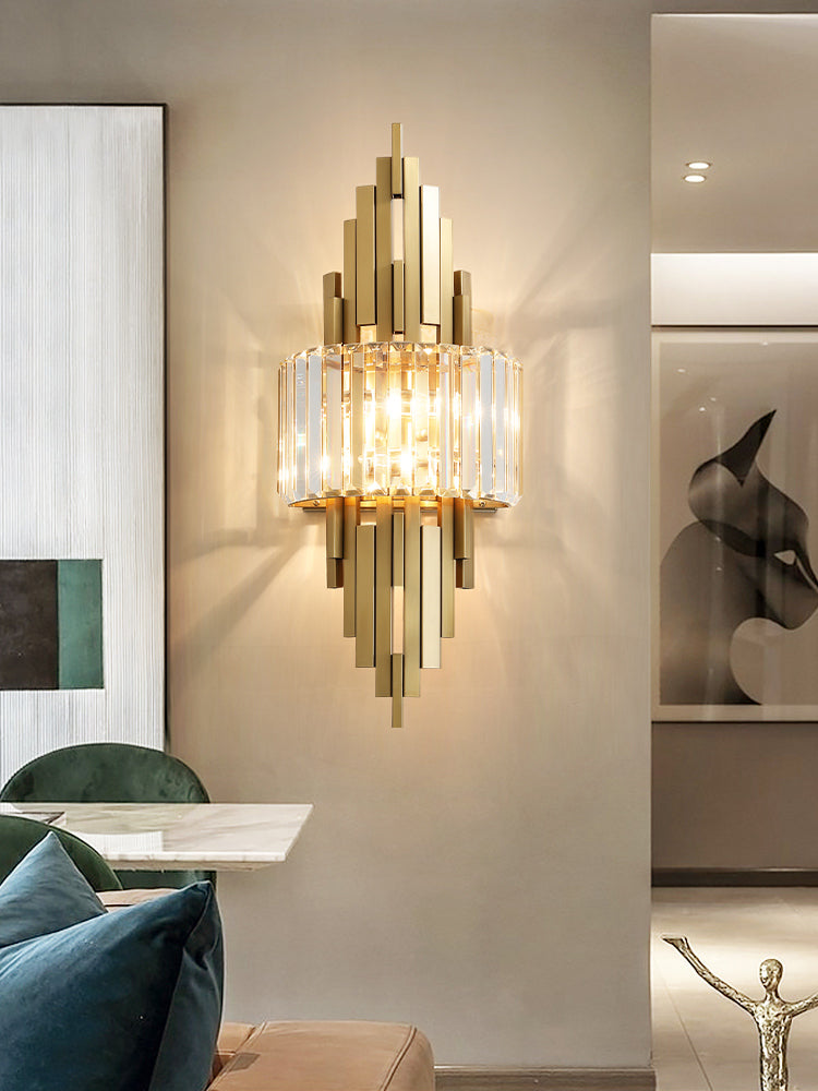 Half Shade Bedroom Wall Sconce Lighting Crystal Nordic Style Wall Lighting Fixture in Gold