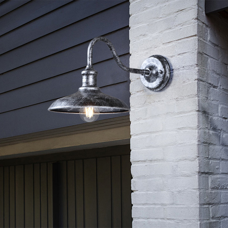 Industrial Retro Barn Wall Lamp Wrought Iron 1-Light Wall Light for Exterior Spaces