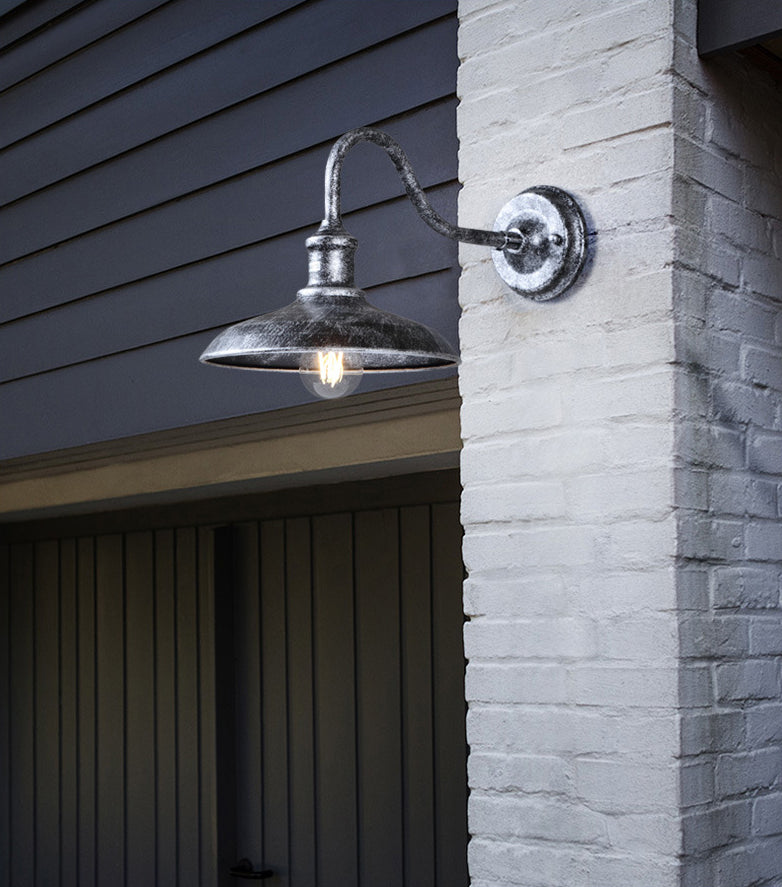 Industrial Retro Barn Wall Lamp Wrought Iron 1-Light Wall Light for Exterior Spaces