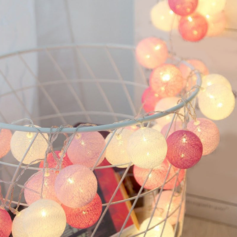Cotton Rope Wrapped Ball String Lamp Trendy Nordic Style Battery LED Festive Light