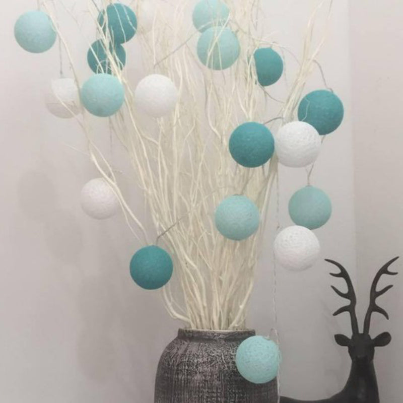 Cotton Rope Wrapped Ball String Lamp Trendy Nordic Style Battery LED Festive Light