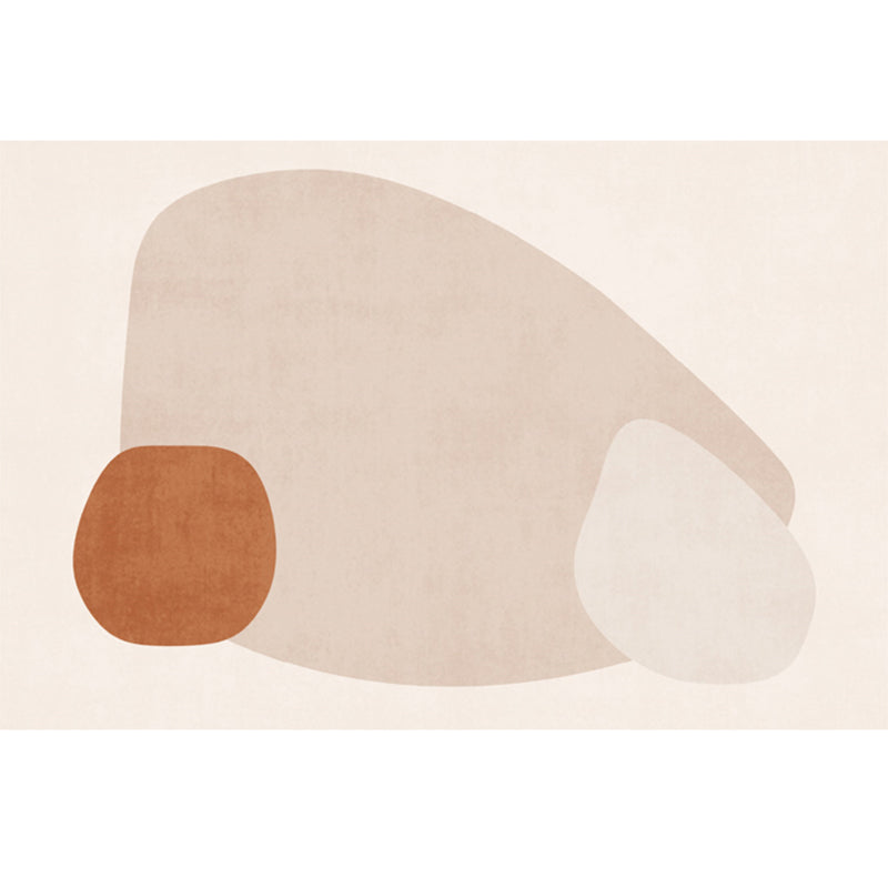 Apricot Tone Nordic Area Rug Polyester Abstract Print Carpet Stain Resistant Rug for Home Decoration