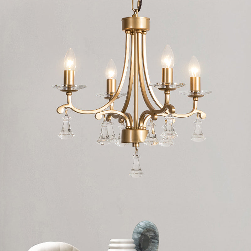 Messing Starburst Hängende Kronleuchter Modernismus 4 Lampenmodelle Deckenleuchte mit klarem Kristallabfall