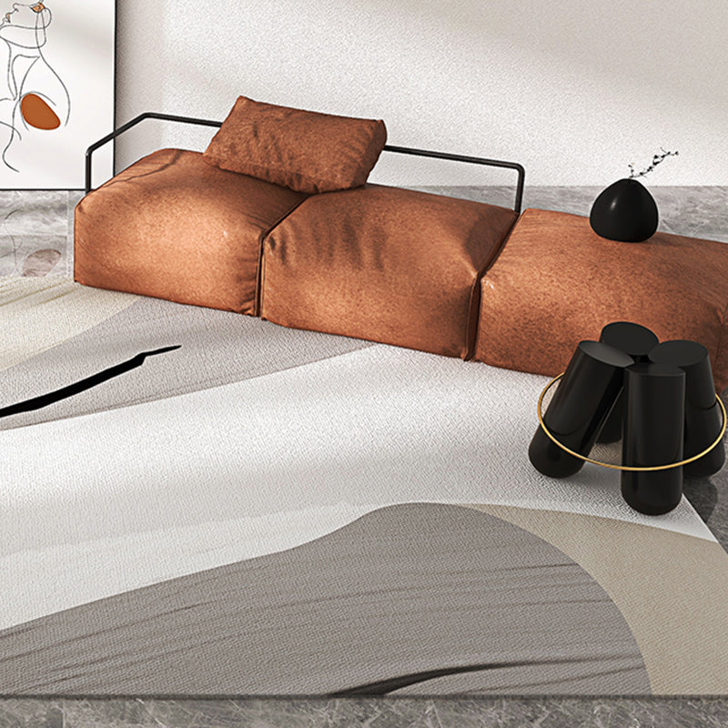 Tapis Simple en Polyester, ton blanc, bloc de couleur abstrait, résistant aux taches, pour la décoration de la maison