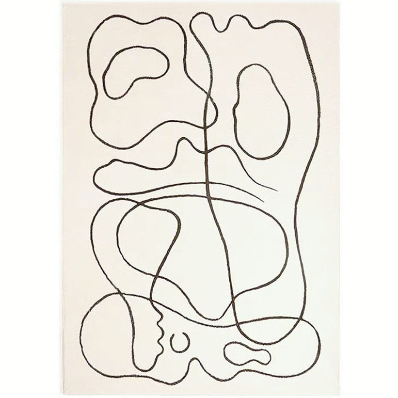 White Tone Modern Indoor Rug Polyester Abstract Lines Carpet Stain Resistant Rug for Home Decoration