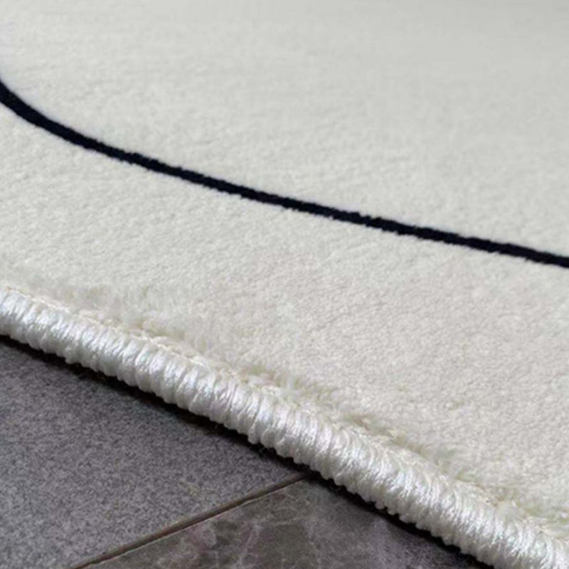 White Tone Modern Indoor Rug Polyester Abstract Lines Carpet Stain Resistant Rug for Home Decoration